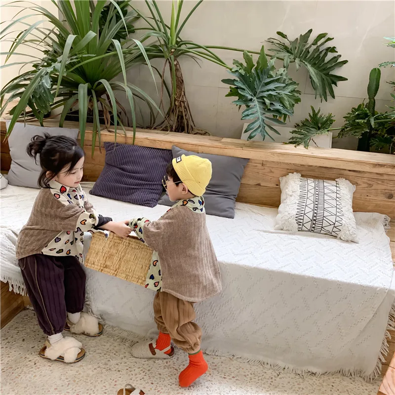 Fall And Winter New Korean Edition Of Childrens And Mens Corduroy Lovely Fashion Splice With Fleece Shirts