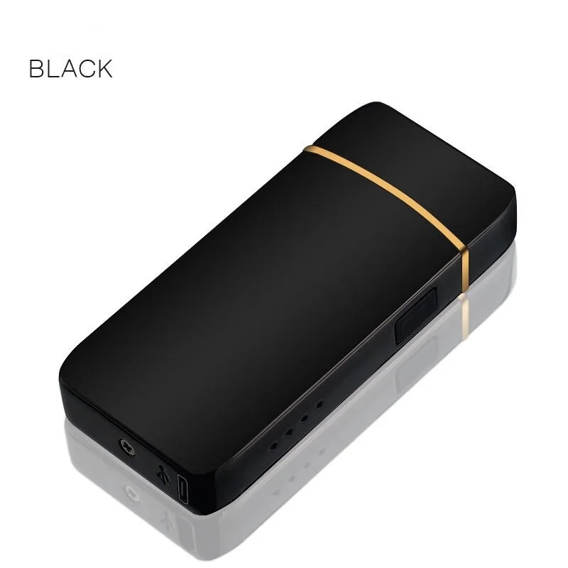 1PC Chinese dragon Plasma Lighter Double Arc fingerprint induction charging lighter USB electronic cigarette lighter - Цвет: Black