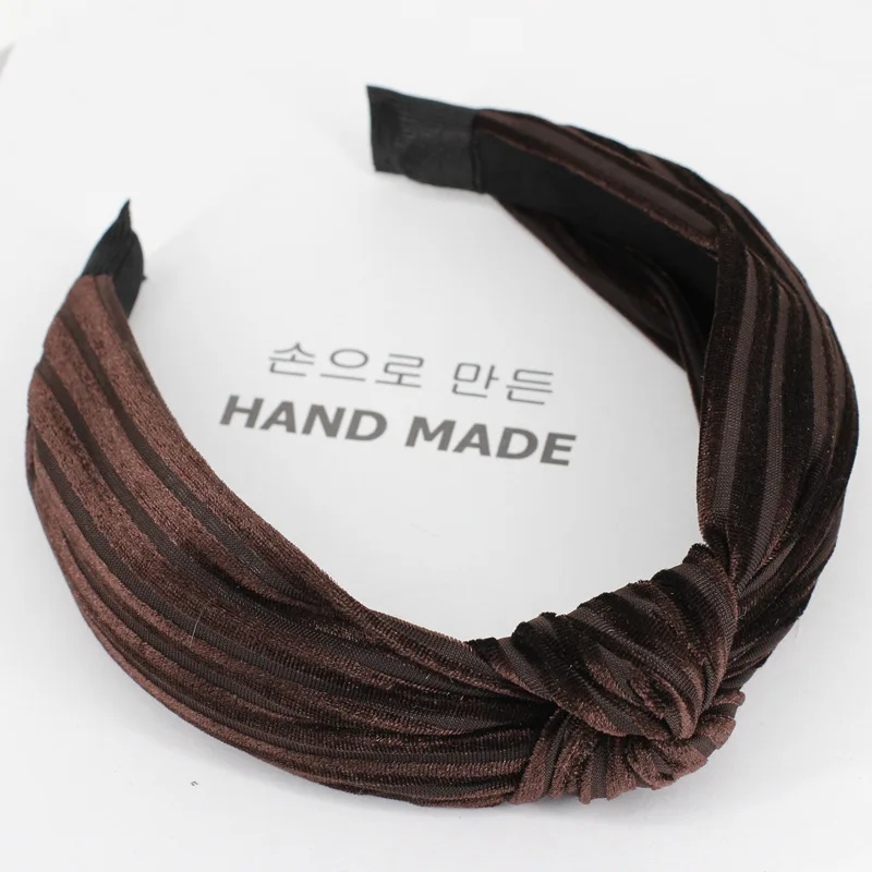 Deep coffee Hairband Винтажная велюровая головная повязка для женщин простая завязанная Женская повязка для волос модные аксессуары для волос для девушек аксессуары B538 - Цвет: Deep coffee Hairband