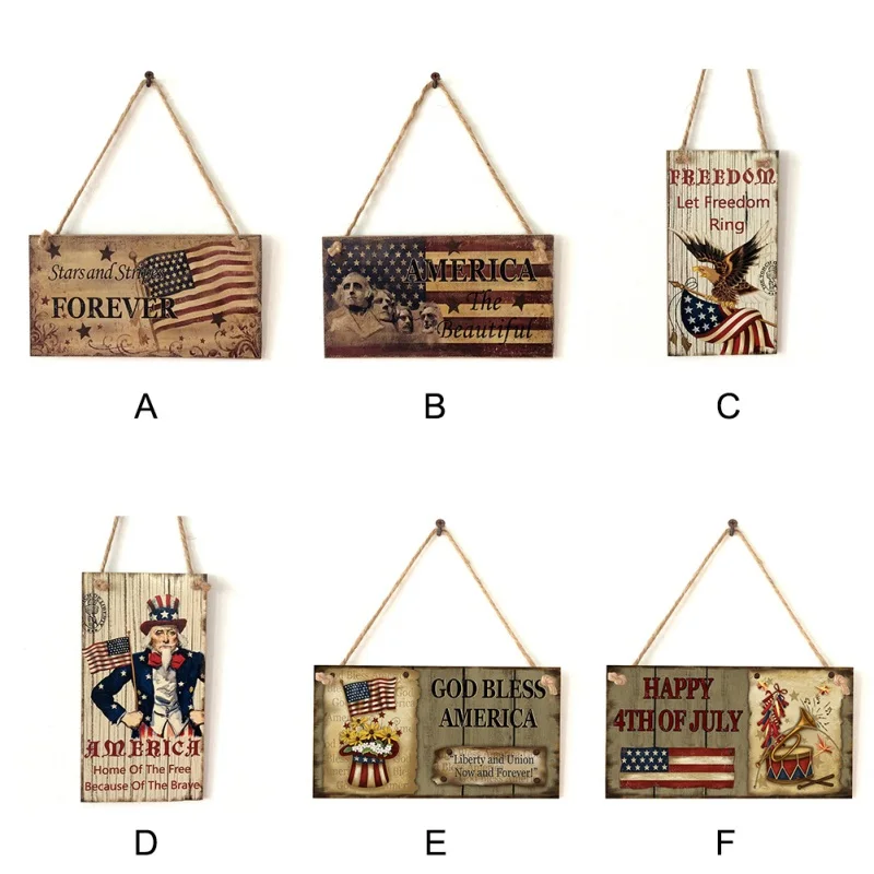 Wooden Rectangular Home Decor Crafts Hanging Board For American Independence Day Children's Room Decoration Rooms x