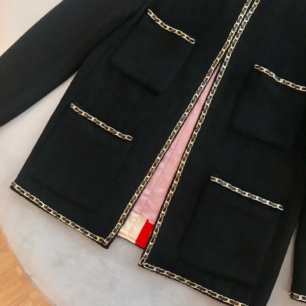 2019FW winner Новая женская Высококачественная шерстяная куртка с цепочками пальто Женская Роскошная Верхняя одежда Пальто ddxgz2v 11,22