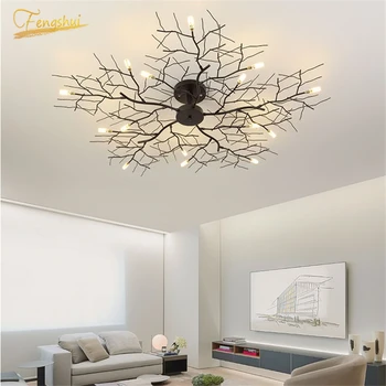 

Modern LED Ceiling Lamp Lighting Chandelier Nordic Wrought Iron Branches Ceiling Lamp Loft Hotel Living Room Decor Lamp Fixtures