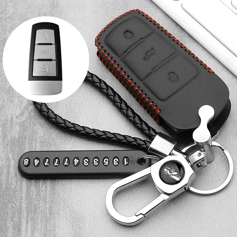 

Leather Car Key Cover Case For Volkswagen Golf 4 5 6 7 MK7 Passat CC Passat B6 B7 B8 Passat 3C CC Magotan R36 B5 B7L