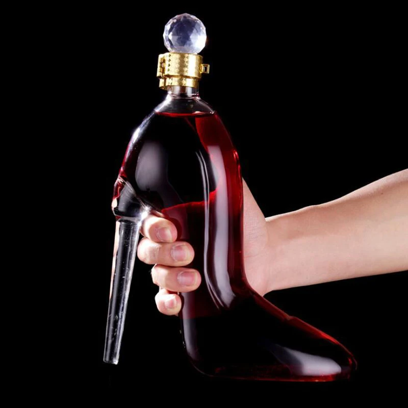 

350/750ML High Heels Shape Decanter Luxurious Crystal Red Wine Brandy Champagne Glasses Decanter Bottle Bar Nightclub Drinking