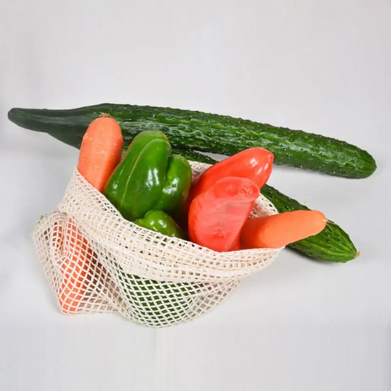 Многоразовые мешки для хранения фруктов овощей хлопка сетки кухни сумки прочные