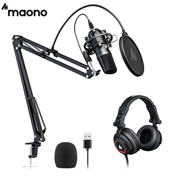 MAONO-micrófono USB A04H con juego de auriculares de estudio, condensador Vocal, cardioide, Podcast, Mike, para Mac y Windows, 192kHz/24 bits 1