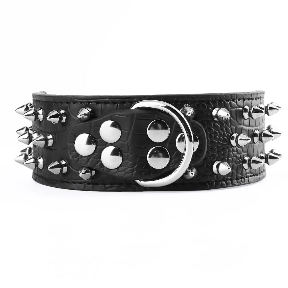 Fashionable Rivets Dog Collar PU Leather Pet Collar Dog Collar Necklace Adjustable Dog Collar Pet Accessories For Bulldog Newest