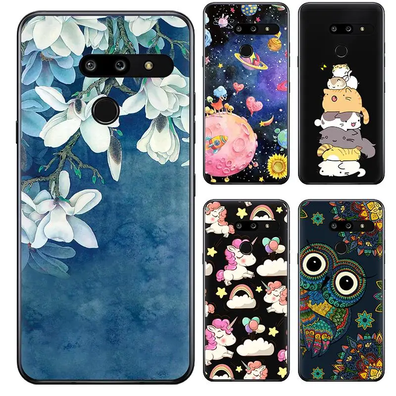 Противоударный чехол для телефона LG G8 разноцветный окрашенный Модный дизайн ТПУ