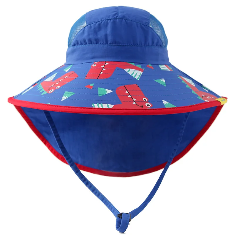 Детская летняя пляжная УФ-Кепка, детские шляпы для мальчиков и девочек, детские кепки от солнца, шапочка для плавания, дышащая защита шеи, уличная От 2 до 12 лет