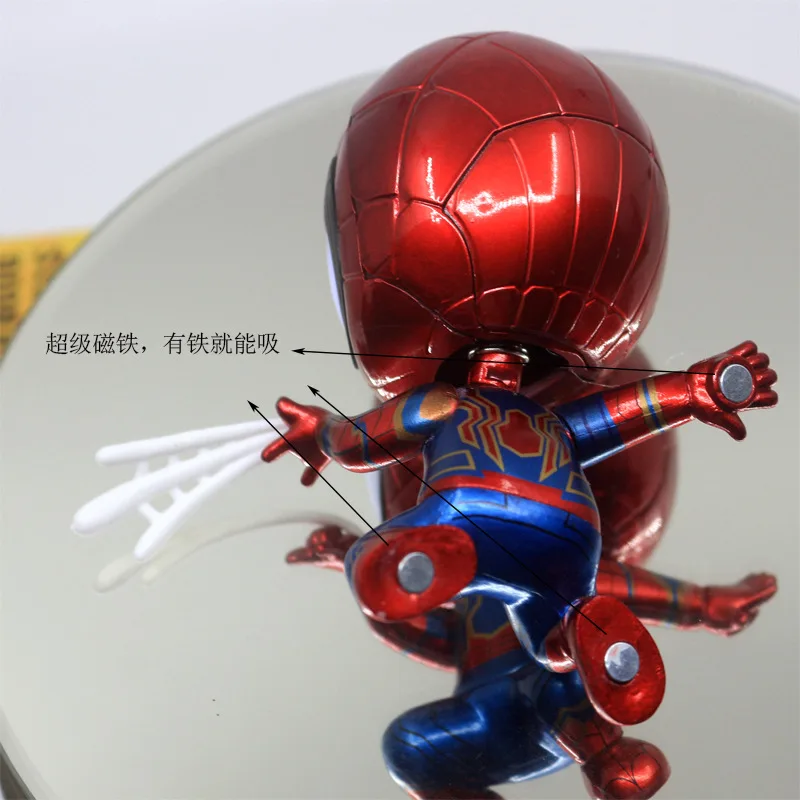 Marvel Hero Returns Ht Сияющий вращающийся автомобильный комплект для гаража с милым человеком-пауком, модель Cosbaby Decoration