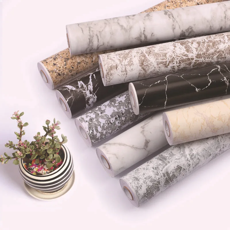 

1M/10M Marble Wall Sticker Self-adhesive Wallpaper Furniture Bedroom Decorative Film Waterproof PVC Home Decor Mural Decals