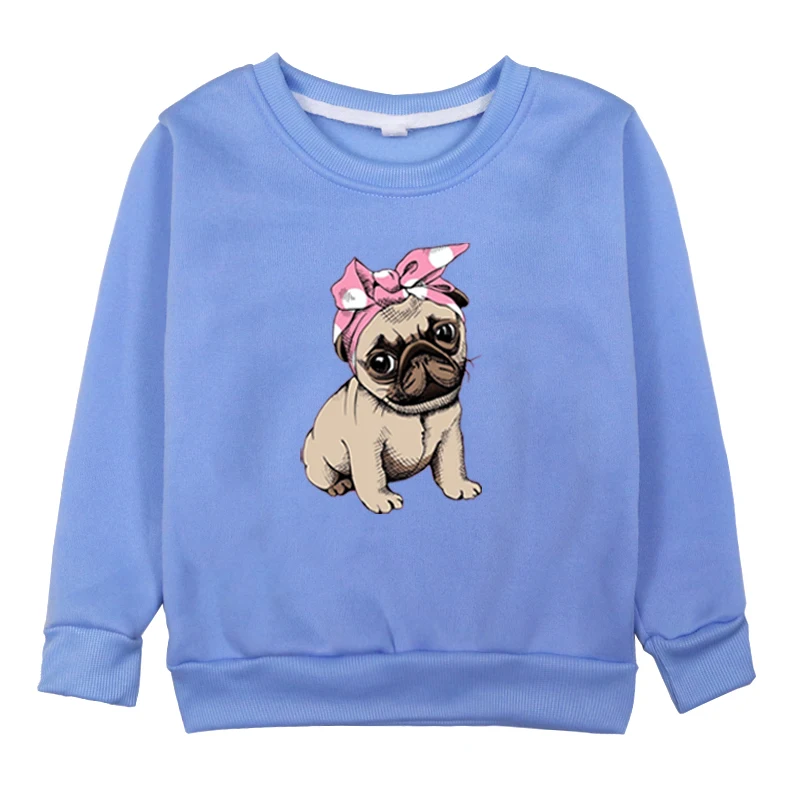 Одежда для маленьких мальчиков и девочек с рисунком мопса; толстовки для мальчиков с милым принтом; Детский свитер; толстовки для мальчиков и девочек - Цвет: 996h-bj-1120