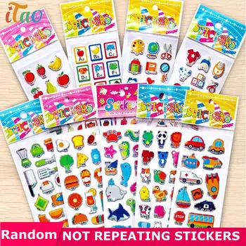 

60pcs Different Bulk Cartoon Animals Kids 3D Puffy Stickers Waterproof PVC Scrapbooking Girl Boy Cartoon DIY Kids Toys Sticker