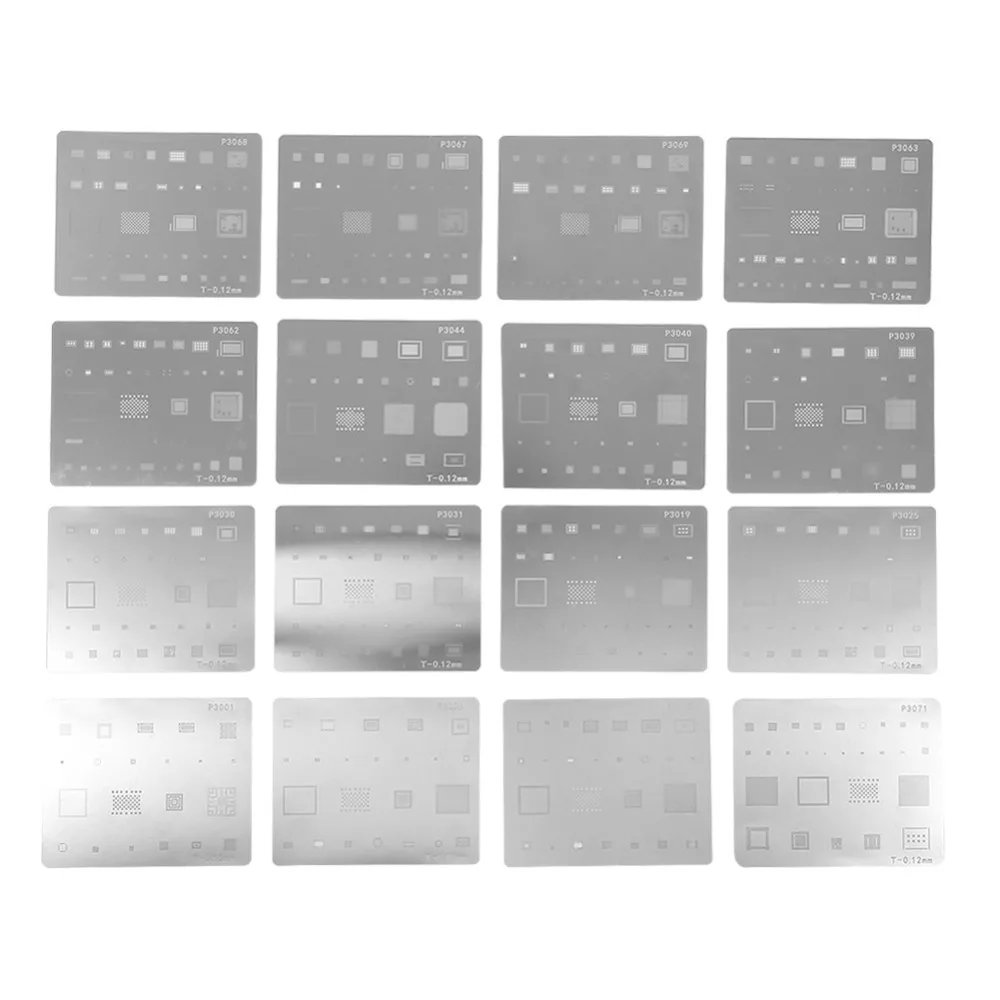 

16 IC Chip Universal BGA Reballing Template Kit Welding Templates For iPhone