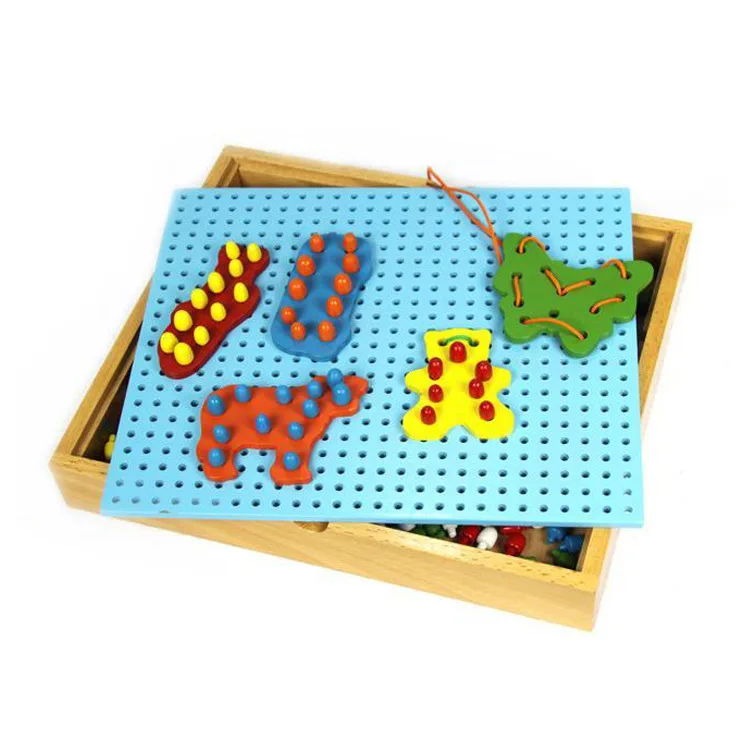 

Mushroom Nail Fight Inserted Children Power Strip Toy Children Special Education DIY Flexible Jigsaw Puzzle Wooden Children Inte