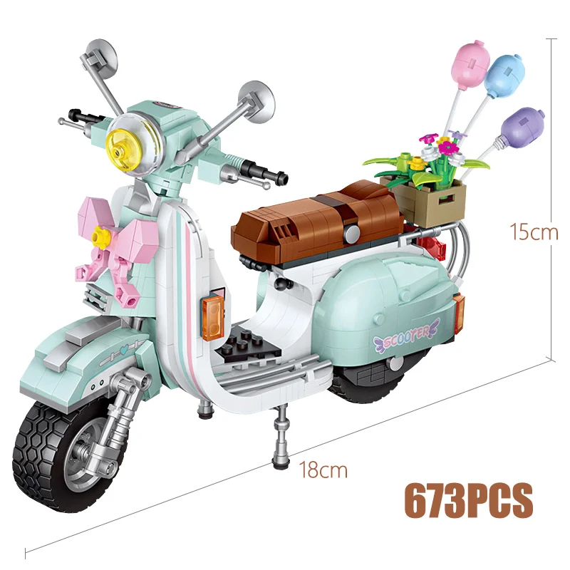 LOZ Mini Luxury Motorcycle Sheep Vehicle Model Building Blocks DIY Bricks Educational Toys for Children Creator Girls Gifts - Цвет: Without original box