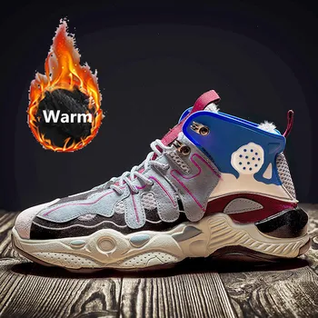 

2019 New Winter Warm Sneakers Men Outdoor No-Slip Fur Warm Walking Sport Shoes Men Winter Running Boots Comfortable krasovki