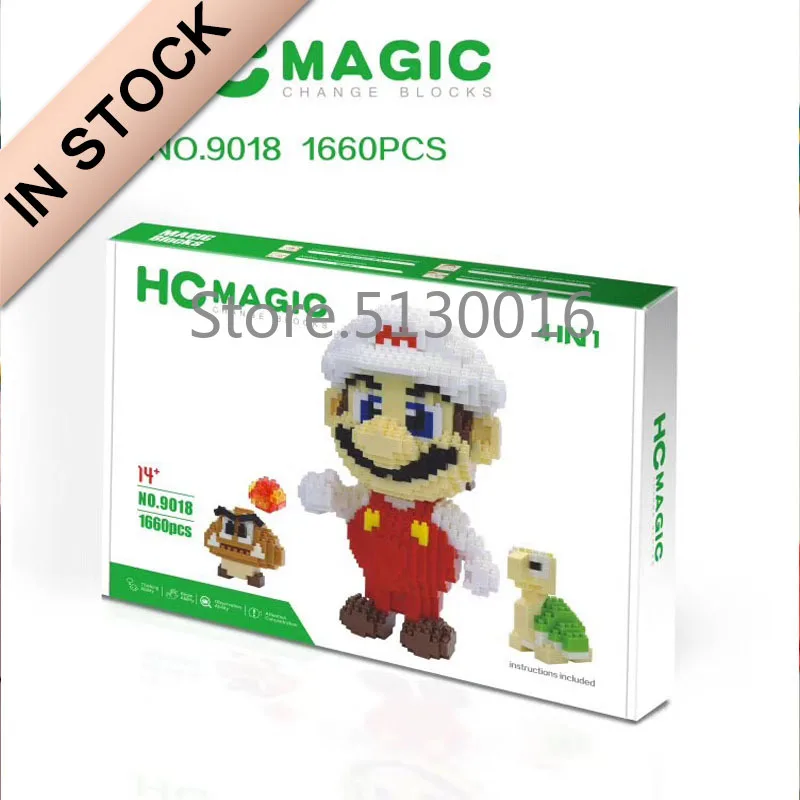 HC9018 Супер Марио белая серия HC 9018 1660 шт Мультяшные модные модели строительные наборы блоки кирпичи обучающие игрушки
