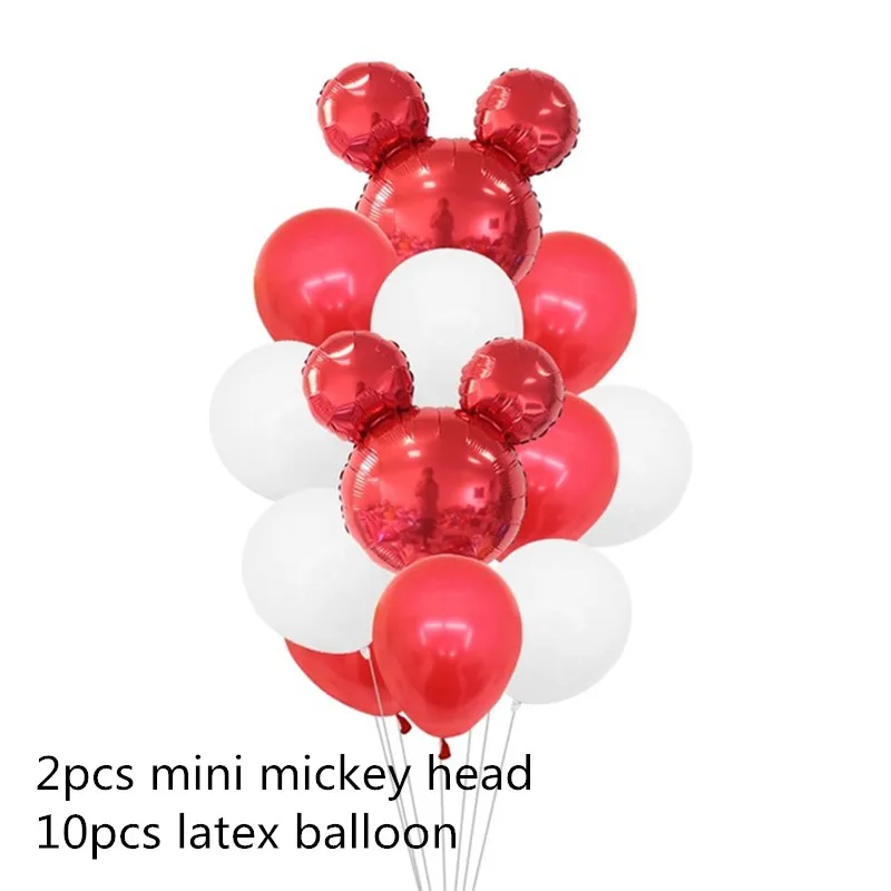 C 12pcs/lot Mickey Minnie Mouse Foil Balloons 12” Pink Blue Latex Balloons Baby Shower Happy Birthday Party Decorations Kids Toys - Цвет: C