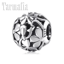 Как сказочный растительный Цветок 925 стерлингового серебра Прекрасные Ювелирные изделия из бисера Изготовление подходит Pandora браслет для женщин