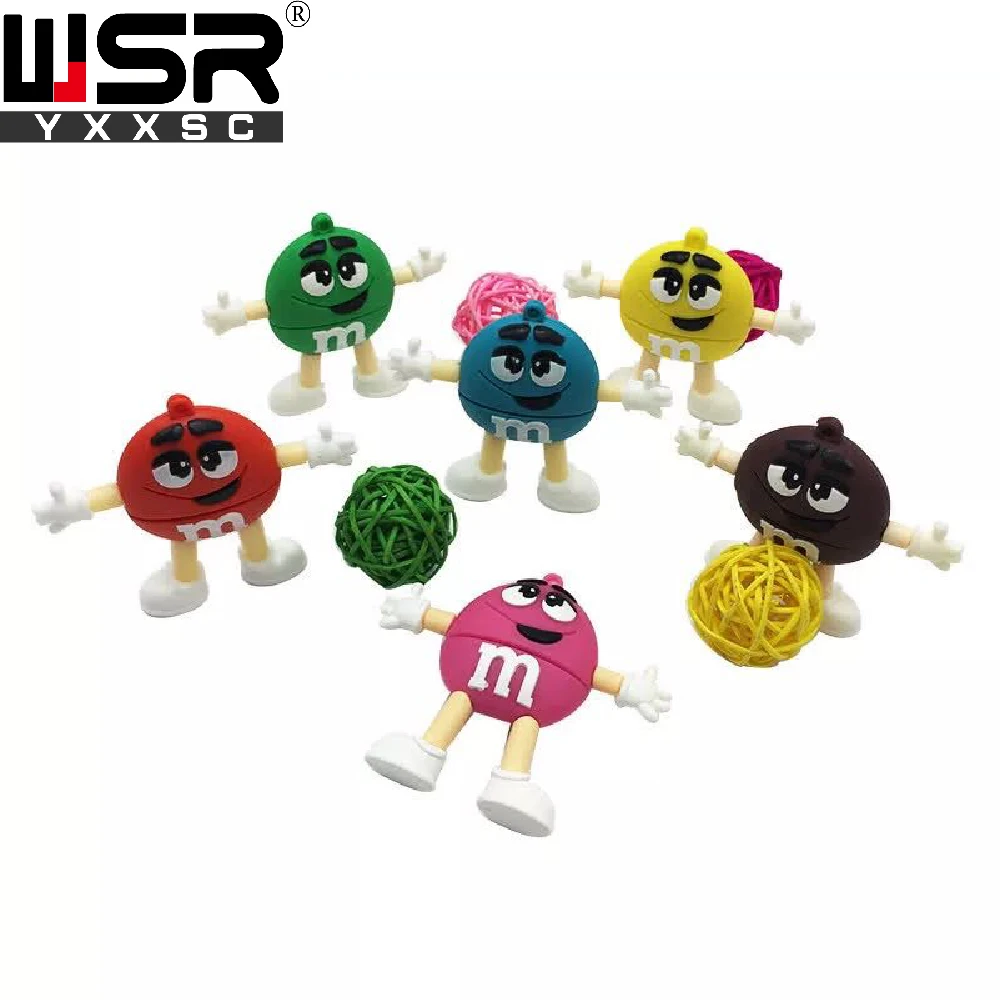 Cute Cartoon M M usb2 0 pen drive 32gb real capacity 128gb waterproof usb memory stick 1