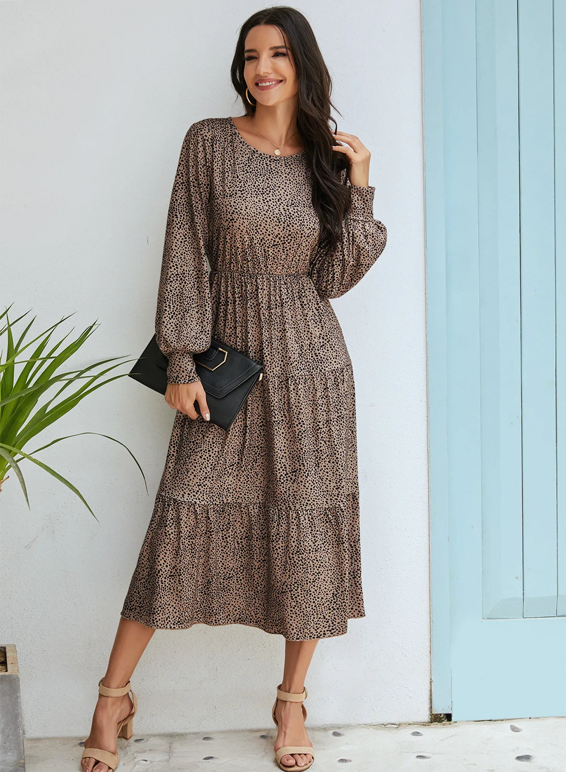 

Vintage Floral Print Women Summer Dress 2021 Casual V-neck Short Sleeve A-line Chiffon Beach Midi Dresses Vestidos