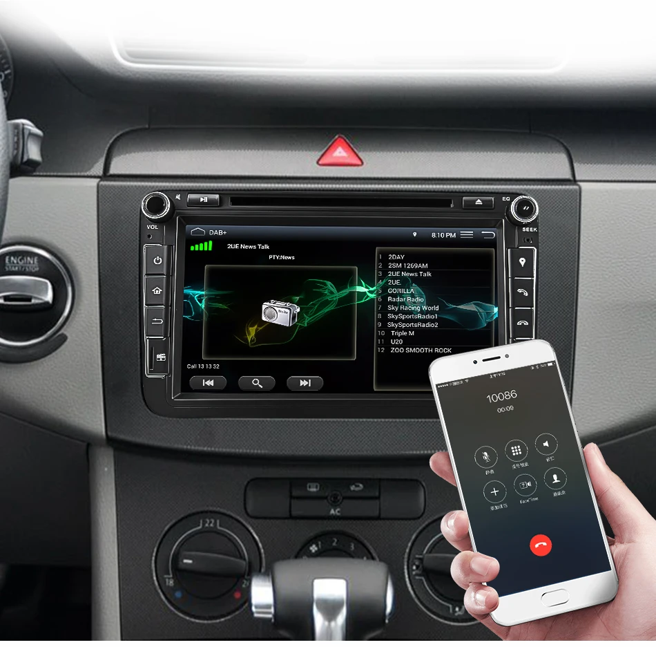 Excellent Eunavi 2 din Octa core 4G 64G Android 9 Car DVD GPS for VW Passat CC Polo GOLF 5 6 Touran EOS T5 Sharan Jetta Tiguan Radio dsp 16