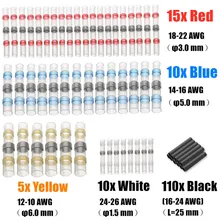 150Pcs Mixed Heat Shrink Electrical Wire Connectors Insulated Solder Sleeves Waterproof Butt Terminals 10-22AWG