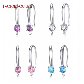 

4 Colors 925 Sterling Silver Geometric CZ Dangle Earrings Brilliant Crystal Bijoux CZ Earrings For Women Jewelry