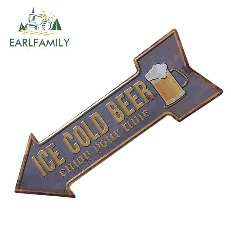

Наклейки для автомобиля EARLFAMILY, 13 см х 10,7 см, с рисунком льда, холодного пива, с удовольствием, устойчивые к царапинам, для кондиционера