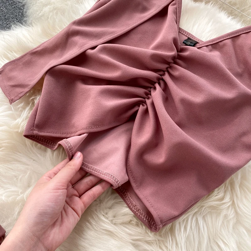 Комплект из двух предметов SINGRAIN Женский пикантный однотонный топ с открытыми