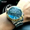 MEGIR Men's Business Chronograph Quartz Watches Waterproof Luminous Army Wristwatch Watch Man Relogios Masculino Clock 2087 Gold ► Photo 2/6
