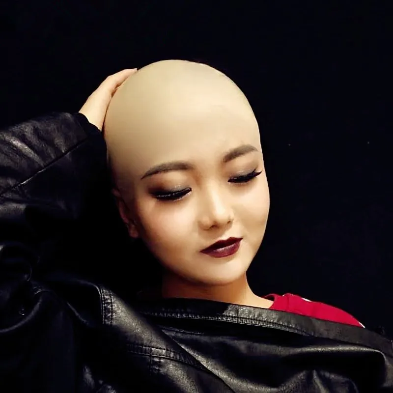 

Funny Party Cosplay Latex Skin Fake Bald Head Unisex Fancy Movie Party Dress Skin-head Wig Cap Crossdress fancy dress up