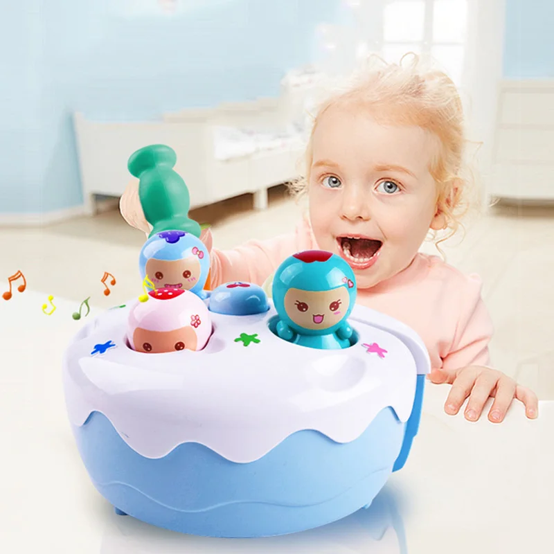 

Handheld Whack-A-Mole Game Machine Electric Hamster Baby Toy Sound Light Fruit Cake Knocking Music Game Early Educational Toy