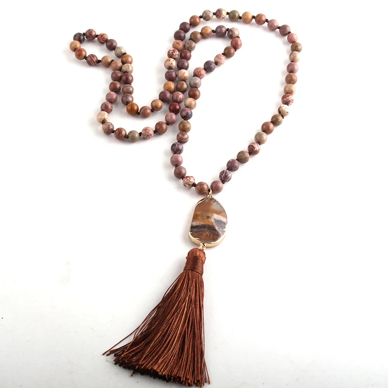 Tanio Moda czeski Tribal biżuteria kamienie naturalne długie z węzełkami sklep