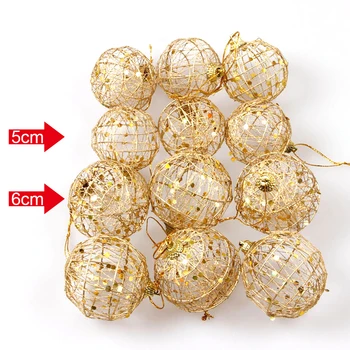 

6pcs 5cm/6cm Christmas Xmas Tree Gold Ball Baubles Hanging Party Ornament Decoration Pendants Home Christmas Decoration Gifts