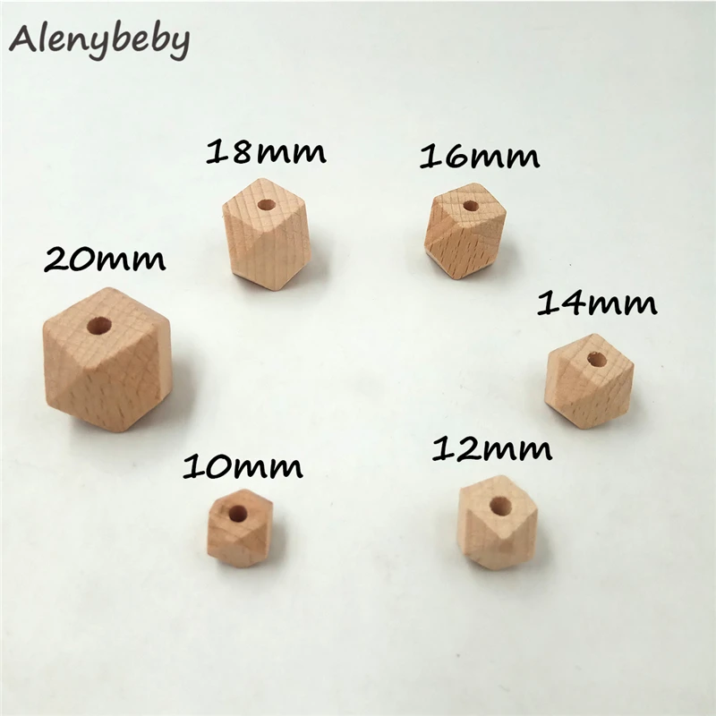 10-20 мм прорезыватель из буковой древесины шестигранные бусины DIY Детские Прорезыватели для зубов жевательный браслет ожерелье или соска клипса цепь 6 размер многоугольные бусины