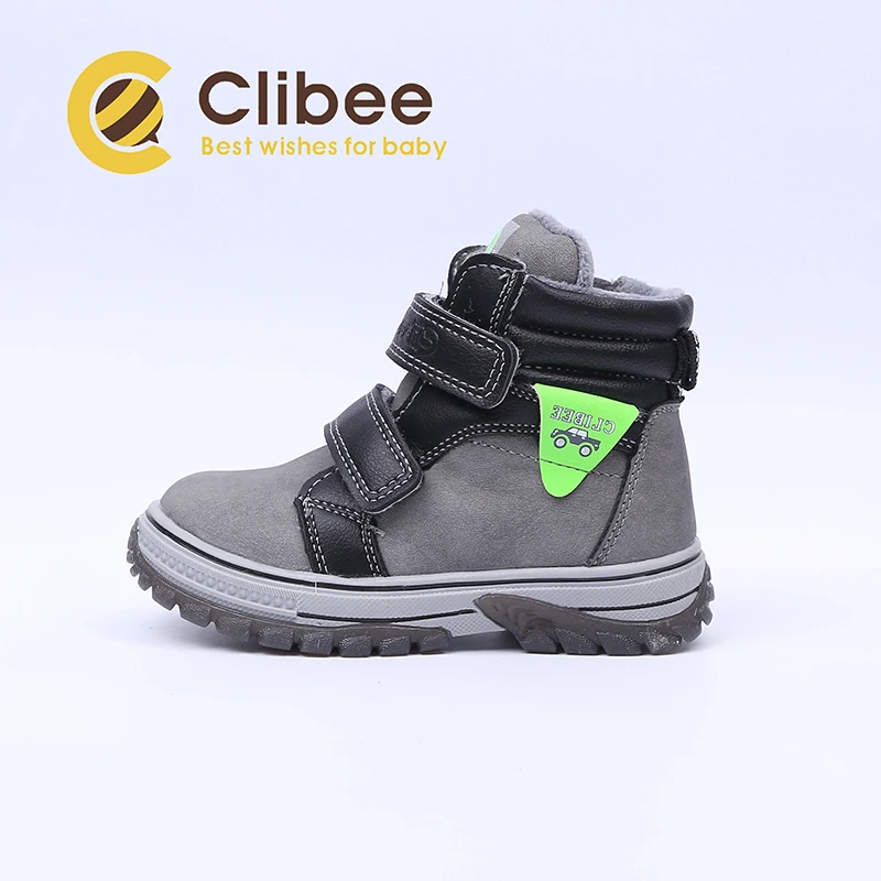 Детские ботинки CLIBEE из искусственной кожи зимние кроссовки теплые Нескользящие