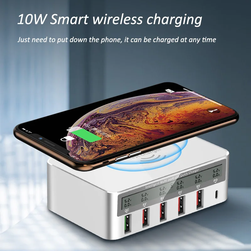 wirless 6 p with PD Универсальная Быстрая зарядка для мобильного телефона, быстрая зарядка для планшета samsung, для iphone, зарядное устройство для путешествий 4,0, зарядка для телефона cargador chargeur carregador - Тип штекера: wirless 6 p with PD