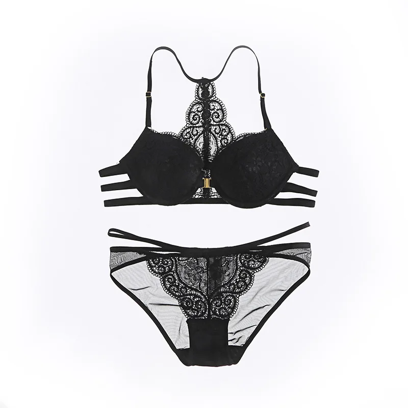 European and American Y shaped Front Buckle Beautiful Back Bra Suit