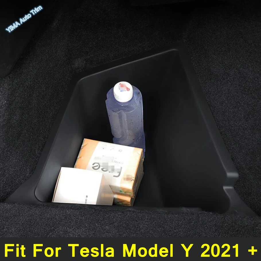 

Черный Автомобильный задний багажник, контейнер-органайзер, модель Tesla Y 2021 2022, пластиковые аксессуары, интерьер