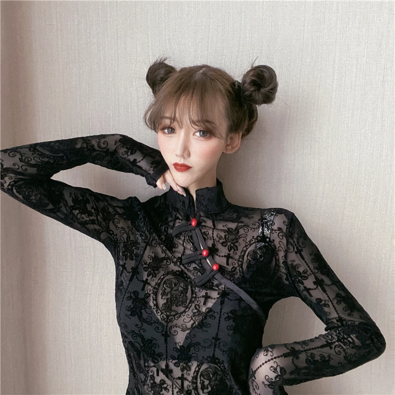 Новинка Осень 2020 Классическая модная кружевная блузка с длинными рукавами