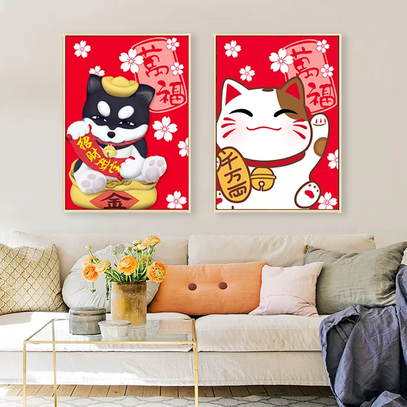 Needlework,Embroidery,Cat,dog,Cross Stitch ,Kits,Printed,patterns,Canvas,Dmc,Chinese,Cross-stitch,Thread,Sets,Cartoons,Home Deco