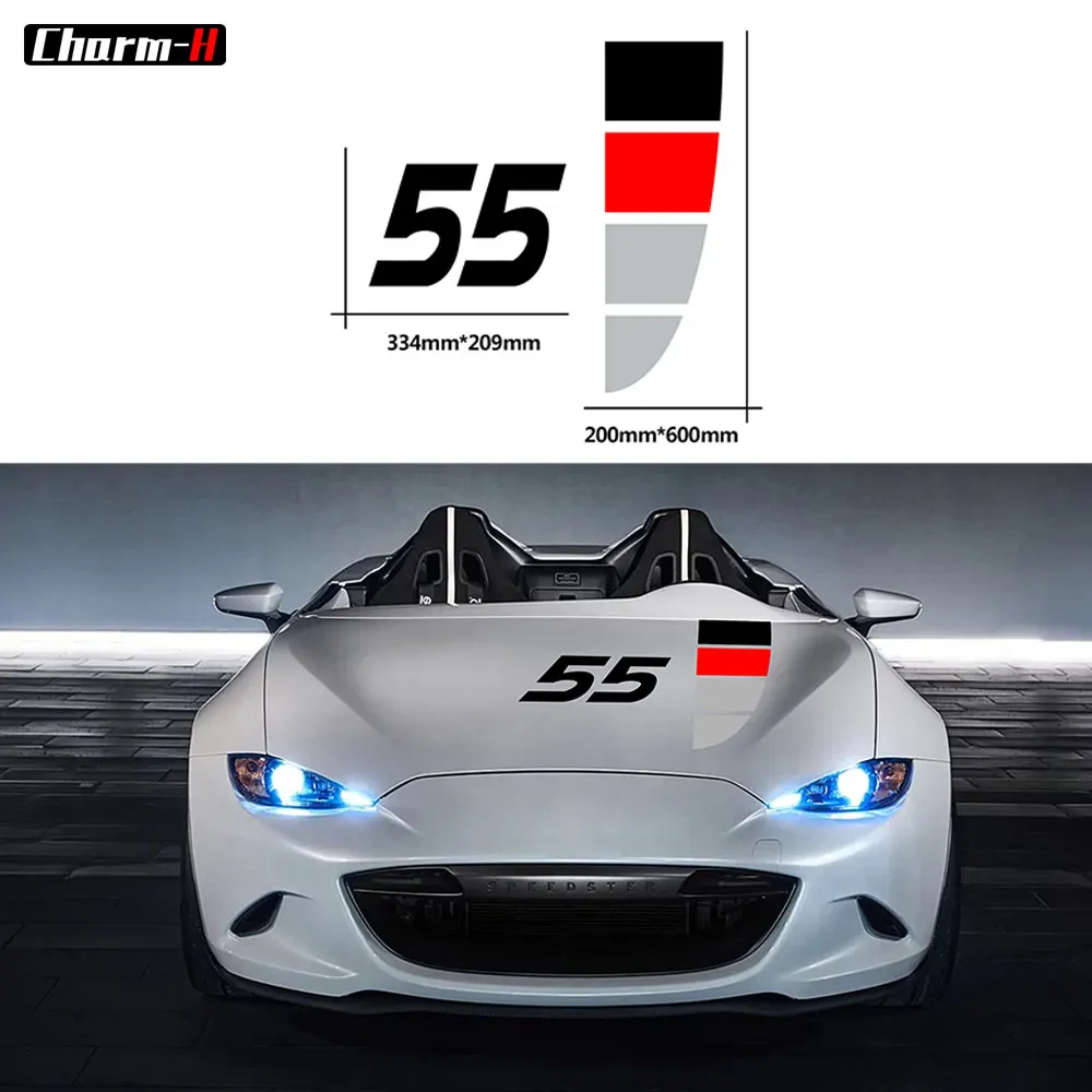 Car Styling Hood Decor Sticker Racing Stripes Engine Cover