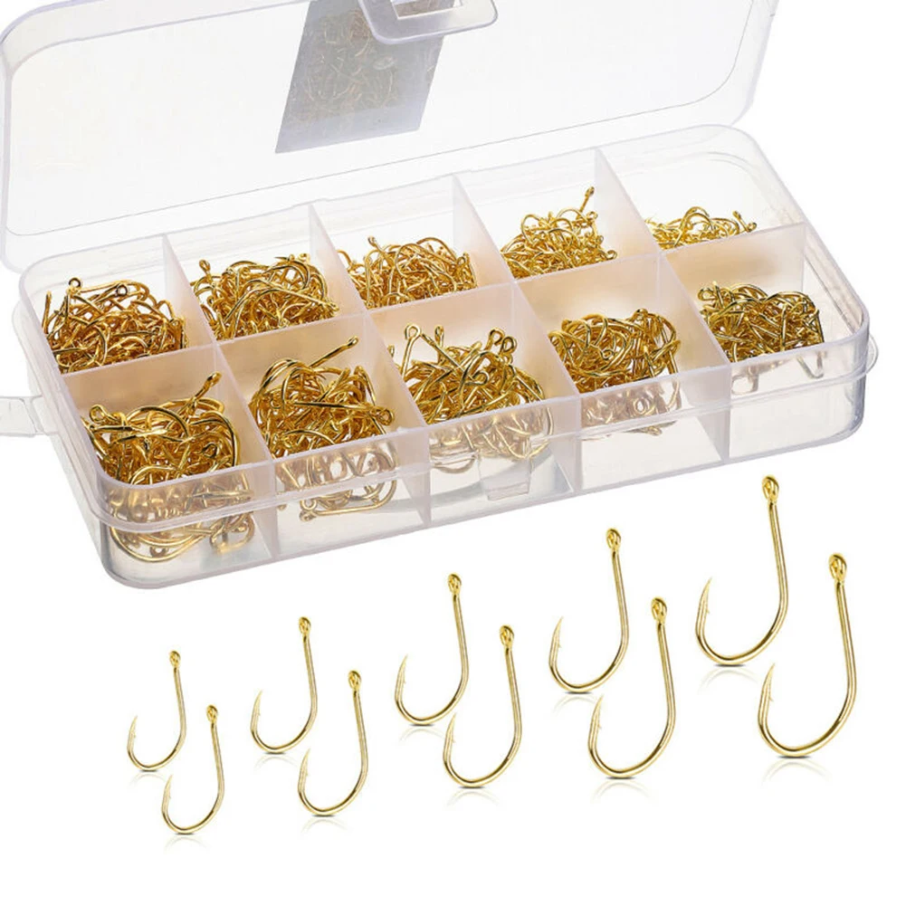 Золотые рыболовные крючки 500 шт. заостренный джиг рыболовный крючок для