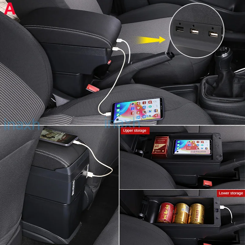 For Opel Corsa Armrest For Opel Corsa D Car armrest box accessories interior storage box Retrofit parts With USB