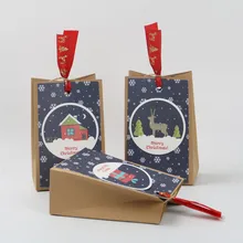 3 шт рождественские подарки упаковка крафт Конфеты Сумочка для драже год Подарки свадебная бумажная сумка Noel украшения для дома