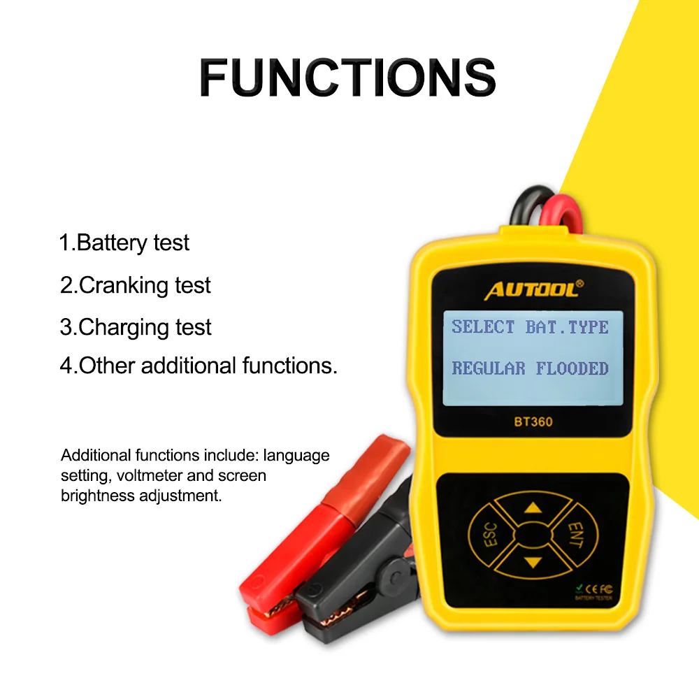 AUTOOL BT360 12 в автомобильный тестер батареи анализатор автомобильный диагностический аккумулятор s Анализатор диагностический инструмент тесто чем BT100