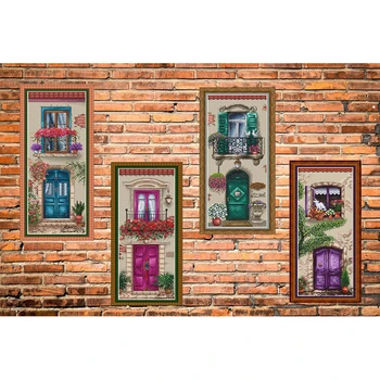

Top Quality Beautiful Counted Cross Stitch Kit Four Colors Balcony Windows Terrace Veranda Red Blue Green Purple Free Shipping