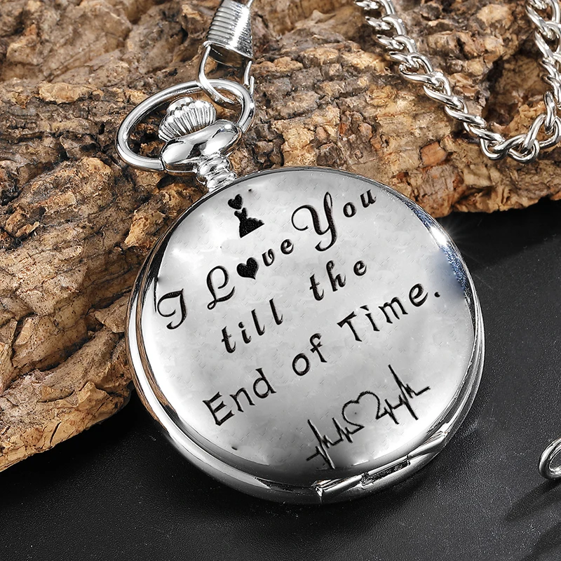 Кварцевые карманные часы Подарок на годовщину I LOVE YOU с гравировкой карманные часы брелок ожерелье с подвесками на цепочке подарок reloj de bolsillo